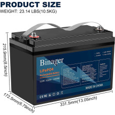 Акумуляторна батарея HS-12,8V100Ah Binager (LiFePO4 12,8V 100Ah 1280Wh)