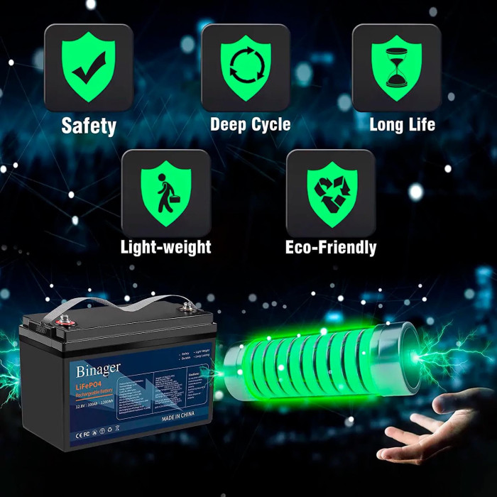 Акумуляторна батарея HS-12,8V100Ah Binager (LiFePO4 12,8V 100Ah 1280Wh)