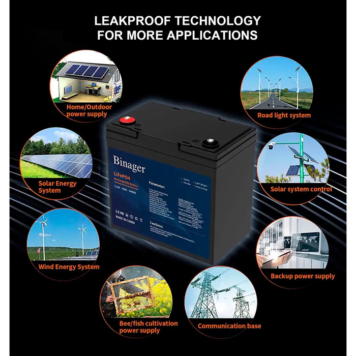 Акумуляторна батарея HS-12,8V50Ah Binager (LiFePO4 12,8V 50Ah 640Wh)