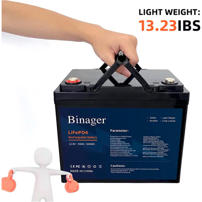 Акумуляторна батарея HS-12,8V50Ah Binager (LiFePO4 12,8V 50Ah 640Wh)