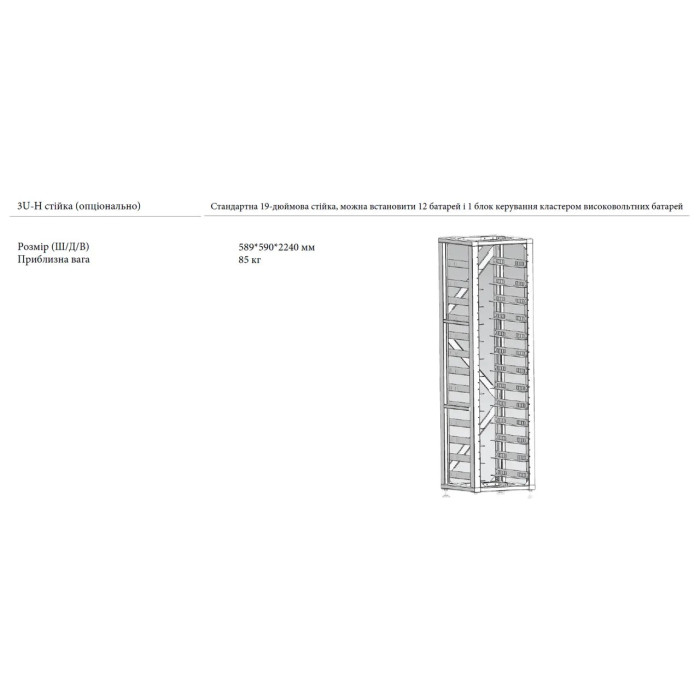 Стандартна стійка 19 дюймів, (12 шт.) 3U-HRACK Deye
