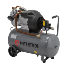 Мощный масляный компрессор INTERTOOL PT-0007 50 л, 3,0 кВт, 220 В, 10 атм, 420 л/мин, 2 цилиндра