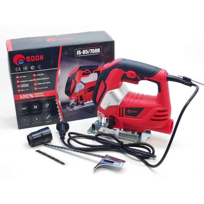 Лобзик электрический Edon JS-85-750R : 750 Вт, 3000 ход/мин, маятниковый ход, быстрая замена пилки