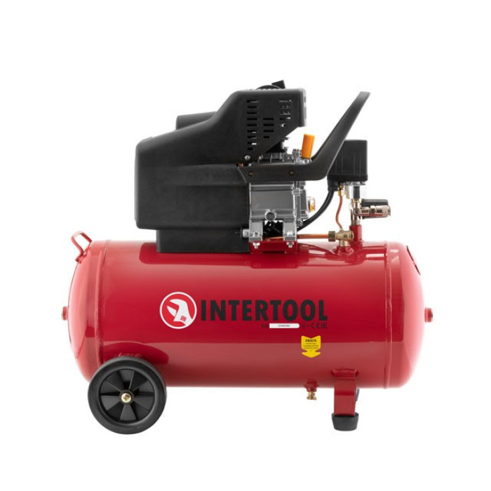Компрессор INTERTOOL PT-0003, 50 л, 1.5 кВт, 220 В, 8 атм, 206 л/мин.