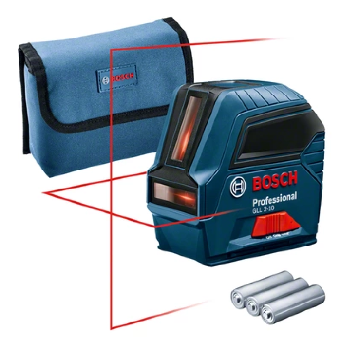 Лазерный нивелир, уровень на 2 луча до 10 м Bosch GLL 2-10 на батарейках с сумкой