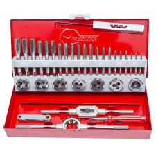 Качественный набор метчиков и плашек для нарезки резьбы INTERTOOL SD-8032: 32 элемента, М3-М12