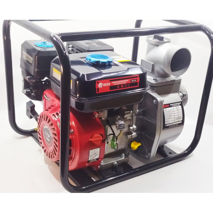 Мотопомпа для чистой / легко-грязной воды (шланг 80мм) Edon WP-80 : 4 тактный, 60 куб.м/час, 30м подъема