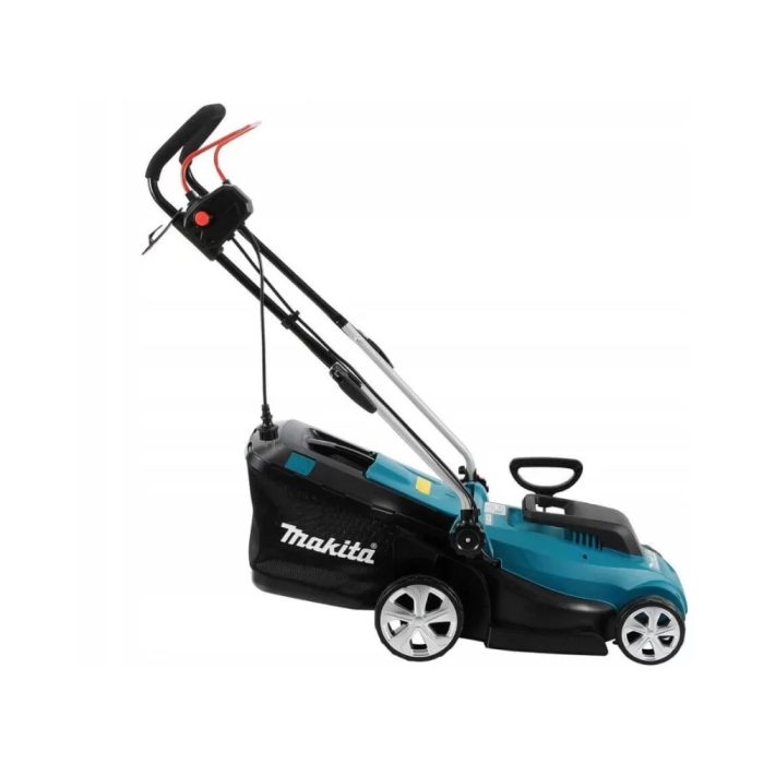 Профессиональная электрическая газонокосилка Makita ELM3320: 1200 Вт, 3400 об/мин, высота скашивания 20/40/55