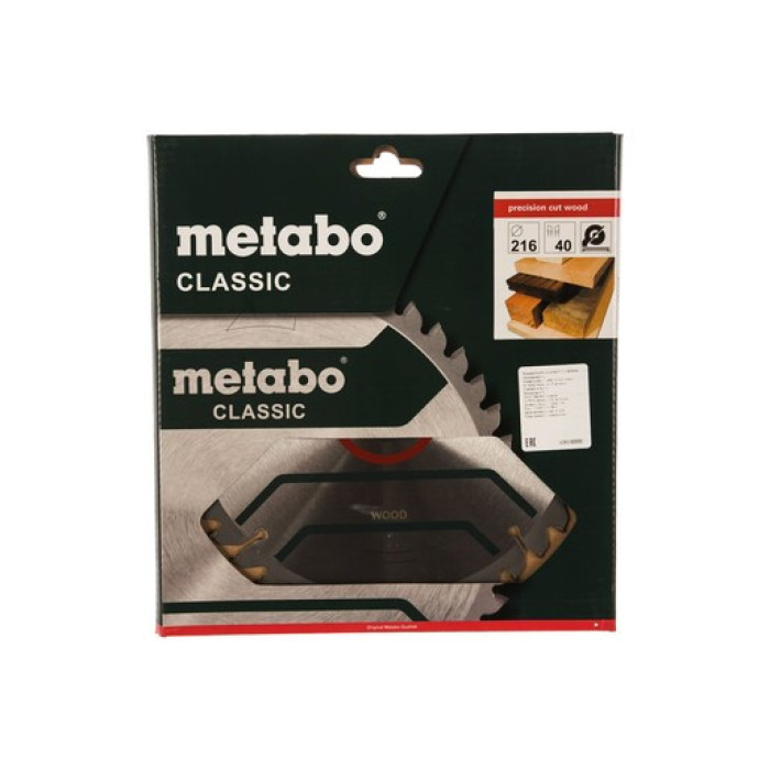 Диск пильний 216 х 30 (40Т) Metabo Precision cut Classic (628060000)