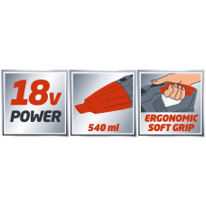 Мощный пылесос аккумуляторный Einhell TE-VC 18 Li Solo: с АКБ 18V, 2,5 Ah + зарядное