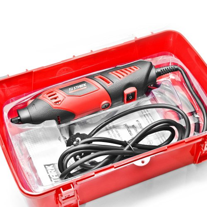 Мощный гравер электрический (бормашина) с гибким валом в кейсе Stark MG-18218