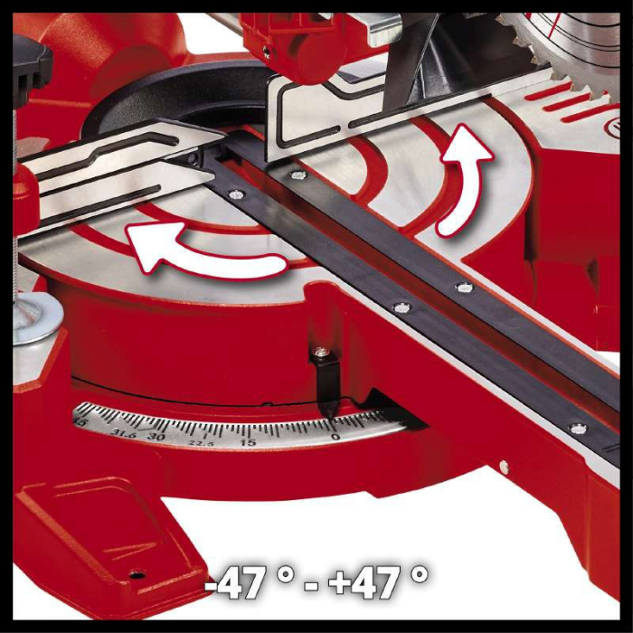 Мощная торцовочная пила с лазером Einhell TC-SM 254: 1900Вт, об.х.х.5000 об/мин