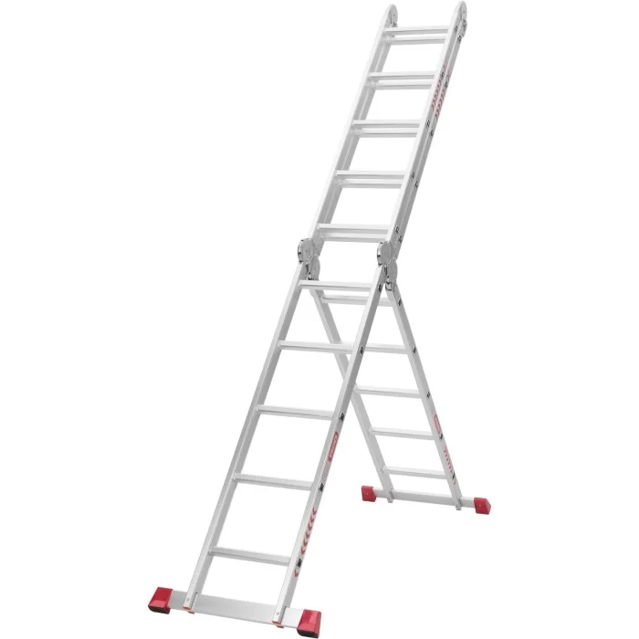 Качественная стремянка-трансформер алюминиевая Цветок Heavy Duty 4х5 ступенек: высота 5.84м