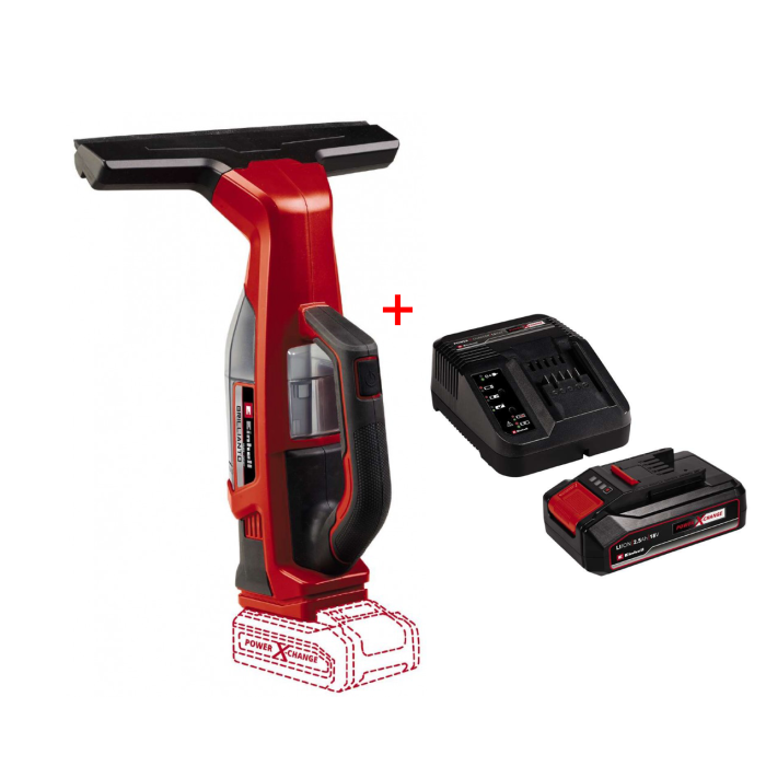 Мощное аккумуляторное устройство для мытья окон Einhell BRILLIANTO: с АКБ 18V 2.5Ah+ЗУ