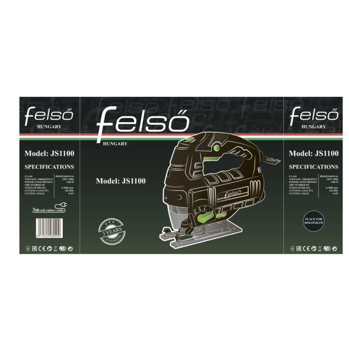 Мощный электрический ручной лобзик (электролобзик) JS1100 Felső : 1100 Вт, 3000 ход/мин