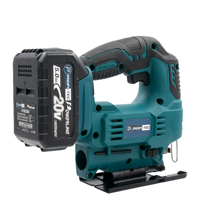 Мощный аккумуляторный лобзик PROFI-TEC PGS2080BL POWERLine: с АКБ 20V 4.0 Ah, 2900 ход/мин