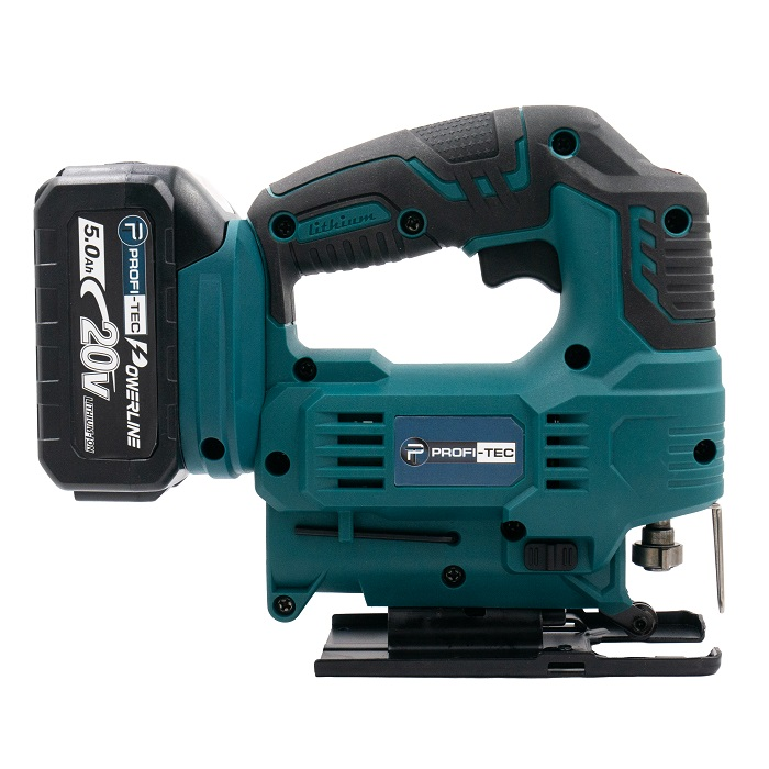 Мощный аккумуляторный лобзик PROFI-TEC PGS2080BL POWERLine: с АКБ 20V 4.0 Ah, 2900 ход/мин