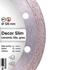 Диск алмазный отрезной 1A1R 125 Distar DECOR SLIM : диск 125х22,23х1,2мм, керамика, керамогранит
