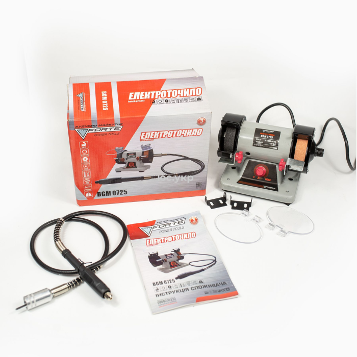 Мощное электроточило Forte BGM0725 с функцией гравировки и резьбы: 250 Вт, диск 75 мм