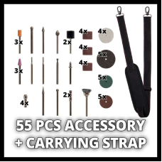 Мощный гравёр аккумуляторный Einhell TE-MT 18/34 Li Solo : без АКБ, набор насадок 55 шт (4419360)