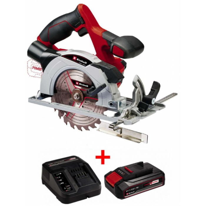 Мощная пила циркулярная аккумуляторная Einhell TE-CS 18/150 Li-Solo : с АКБ 18V 2.5 Ah, диск 150 мм