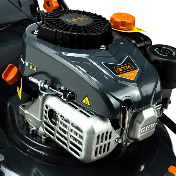 Мощная газонокосилка бензиновая GTM LM53E-SP-V самоходная с электростартером и регулировкой скорости
