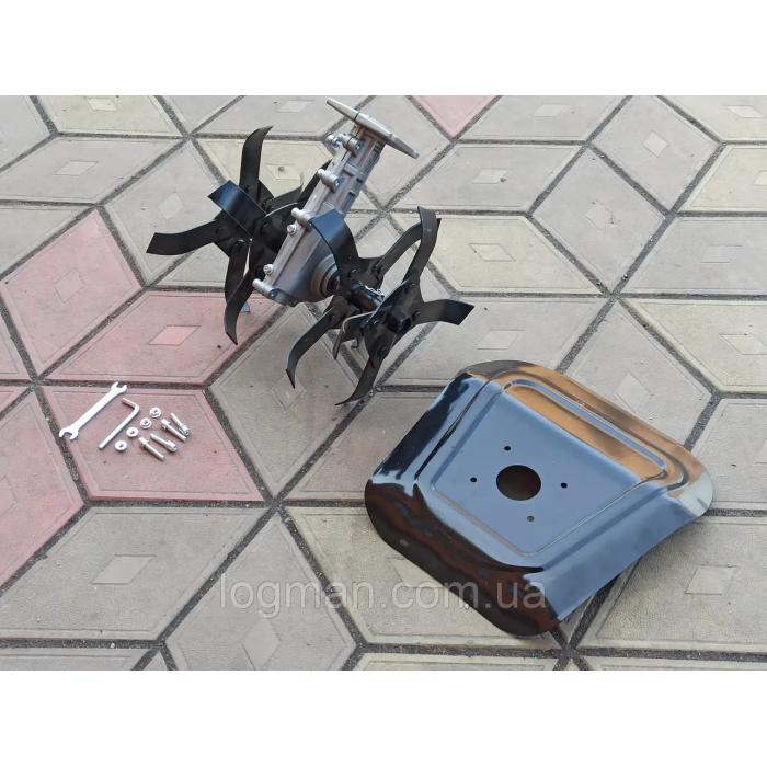 Насадка-культиватор для мотокосы 9 шлицев вал, труба 28 мм на пром подшипниках