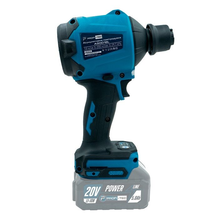 Мощная аккумуляторная воздуходувка PROFI-TEC AS001BL POWERLine : без АКБ, 200 м/с