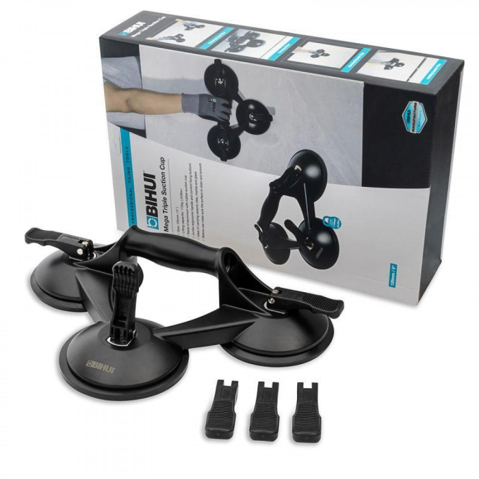 Качественная тройная присоска BIHUI BLACK 115 мм до 110 кг (SCTB4)