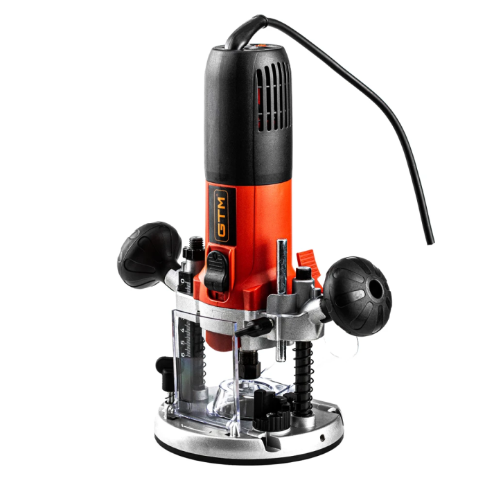 Мощный фрезер сетевой GTM R44/1100VS 1100 Вт: 1100 Вт, цанга 6/8 мм, 25500 мин-1, ход фрезы 44мм