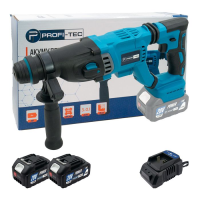Мощный аккумуляторный перфоратор PROFI-TEC PBH201BL POWERLine : с АКБ 2шт-20 V х 4.0 Аh + ЗП, 3.0 Дж