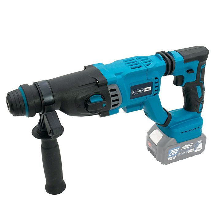 Мощный аккумуляторный перфоратор PROFI-TEC PBH201BL POWERLine : с АКБ 2шт-20 V х 4.0 Аh + ЗП, 3.0 Дж