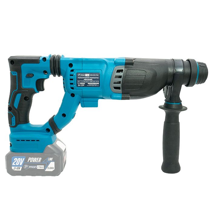 Мощный аккумуляторный перфоратор PROFI-TEC PBH201BL POWERLine : с АКБ 2шт-20 V х 4.0 Аh + ЗП, 3.0 Дж