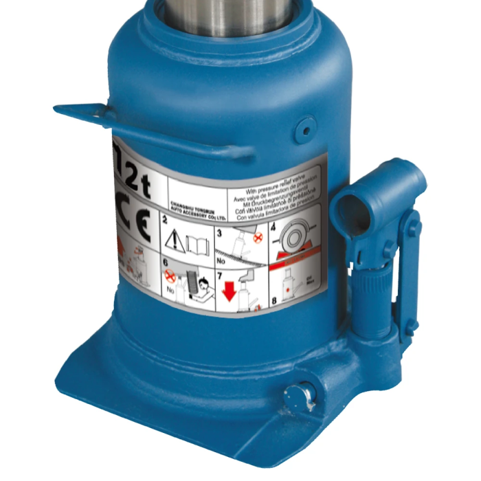 Домкрат гидравлический бутылочный 12т GTM TH812001 двухштоковый : высота подъема 590 мм, грузоподъемность 12 т