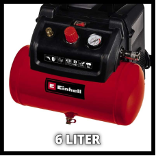 Мощный воздушный компрессор Einhell TC-AC 190/6/8 OF : 1.2кВт, 8 бар,объем бака 6 л, 190 л/мин (4020655)