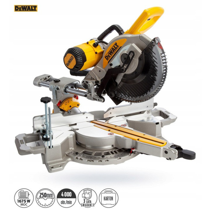 Пила торцовочная сетевая DeWALT DWS727: 1675 Вт, глубина реза 150 мм, круг 250 мм