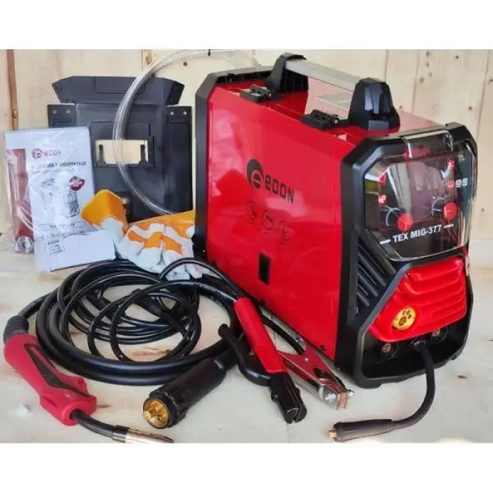 Сварочный инверторный сварочный полуавтомат EDON TEX MIG-377 : 2 в 1, ток 377 А, проволока 0.8-1.0 мм