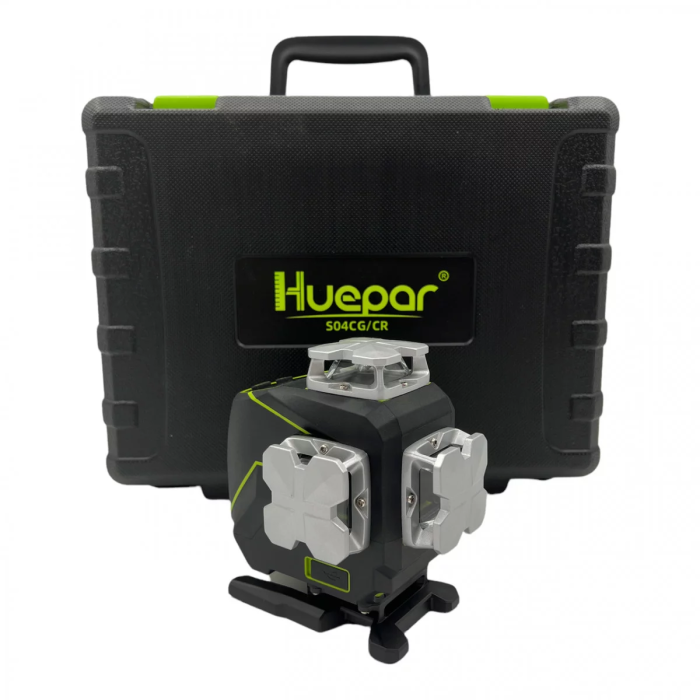 Лазерный нивелир Huepar 4D (S04CG): 20м, зеленый лазер, 16 линий (4 плоскости по 360°)