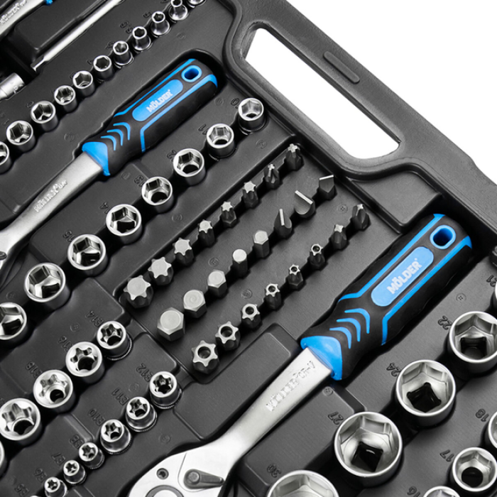 Профессиональный набор инструментов в кейсе Molder 1/2", 1/4", 3/8" 72Т, CR-V, 151ед. (MT60151)