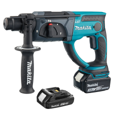 Профессиональный аккумуляторный перфоратор Makita DHR202RX4 : с АКБ 2шт-18V 3 Ач+1,5 Ач, 2 Дж