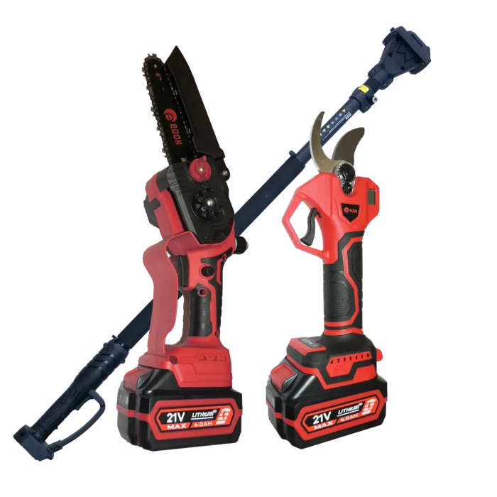 Аккумуляторный садовый набор EDON STP ED SMART-21V/2K (Секатор, Пила, 2 акб по 4 Ач, штанга телескоп)