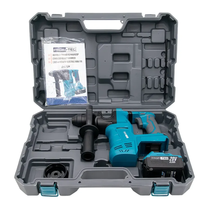 Мощный аккумуляторный перфоратор PROFI-TEC PPBH2520 POWERLine: с АКБ 20V 4.0 Аh (007364)