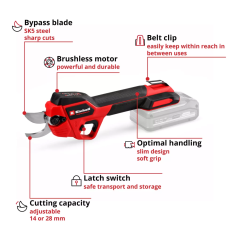 Секатор аккумуляторный бесщеточный Einhell GP-LS 18/28 Li BL-Solo без АКБ (3408320)