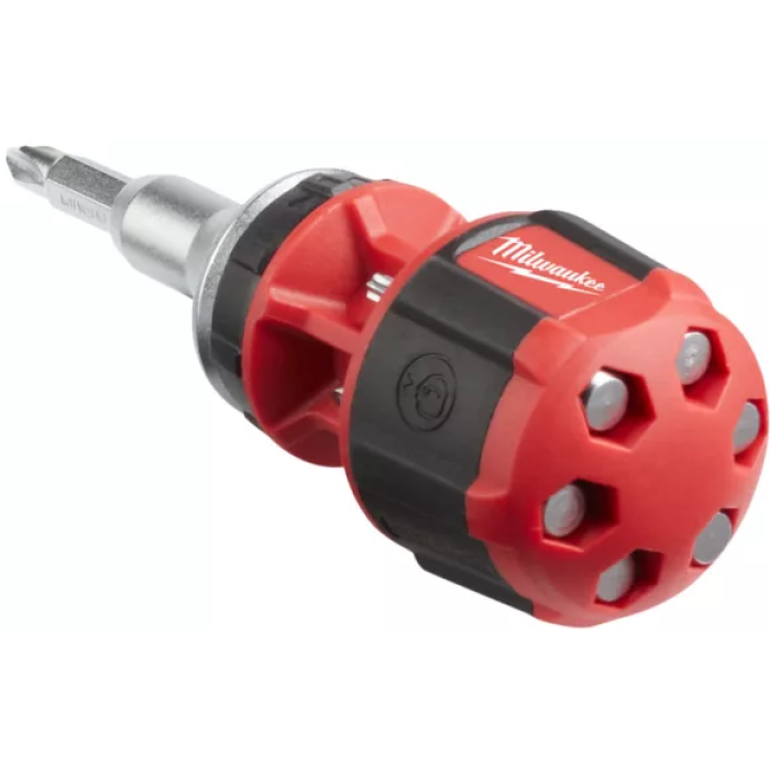 Профессиональная отвертка с трещоткой короткая универсальная MILWAUKEE 8 в 1 (4932471868)