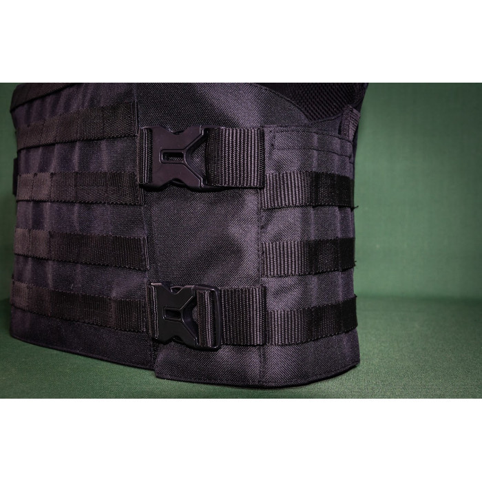 Плитоноска с установкой боковой и кевларовой защиты кордура Kirasa черная (KI101)