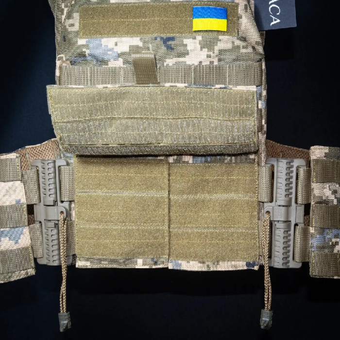 Плитоноска с быстрым сбросом кордура Kirasa пиксель(KI1043)