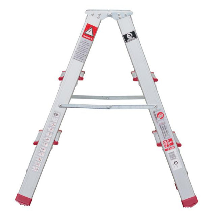 Драбина алюмінієва двостороння, 3 сходинки, висота: 668 мм, 150 кг