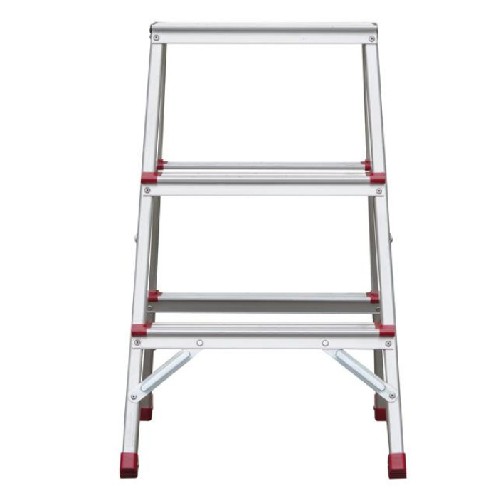 Драбина алюмінієва двостороння, 3 сходинки, висота: 668 мм, 150 кг