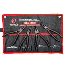 Набір щипців для зняття та встановлення стопорних кілець, 4 шт., 180 мм, 40 Cr-V, фосфатовані.