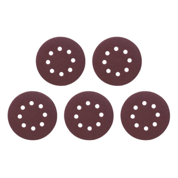 Круг наждаковий на липучці з отворами 125 мм, папір клас С, щільність 140 г/м², К80, 5 од.